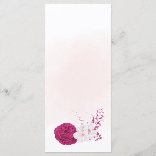 menu voor fuchsia & white floral bruiloft (Achterkant)
