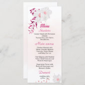 menu voor fuchsia & white floral bruiloft (Voorkant / Achterkant)