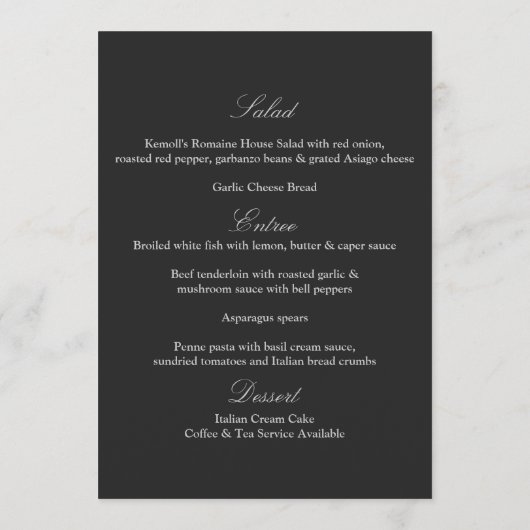   menu voor het dineren van de Silver Spoon Fork (Achterkant)