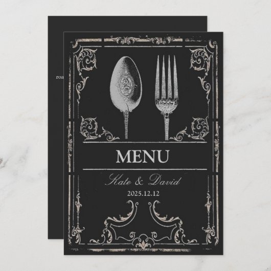 menu voor het dineren van de Silver Spoon Fork (Voorkant / Achterkant)