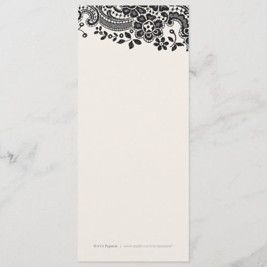 Menu voor het  huwelijk van zwarte en witte elegan (Achterkant)