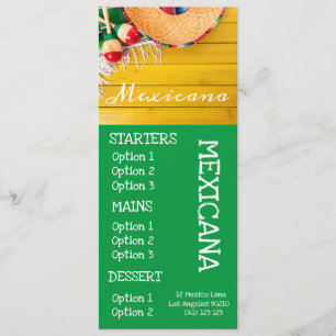 Menu voor Mexicaans restaurantbar eten diner