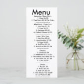 Menu voor resturant (Staand voorkant)