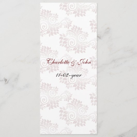 menu voor rode bruiloft (Achterkant)