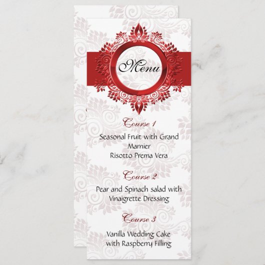 menu voor rode bruiloft (Voorkant / Achterkant)