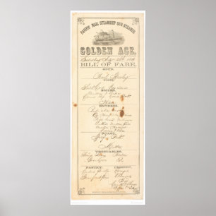 Menu voor Stoomschip "Golden Age" (1276A) Poster