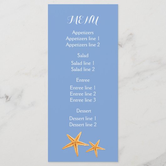 menu voor strandstrandbruiloft (Achterkant)