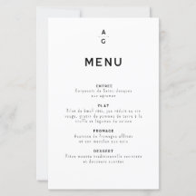 Menu voor trouwfeest "Lettrus"