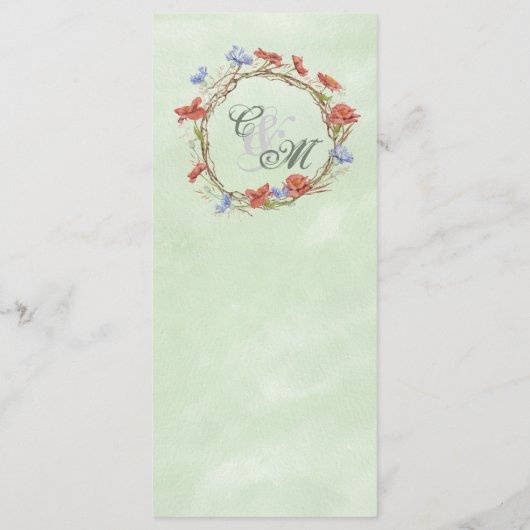 menu voor waterverf van wildbloem voor bruiloft (Achterkant)