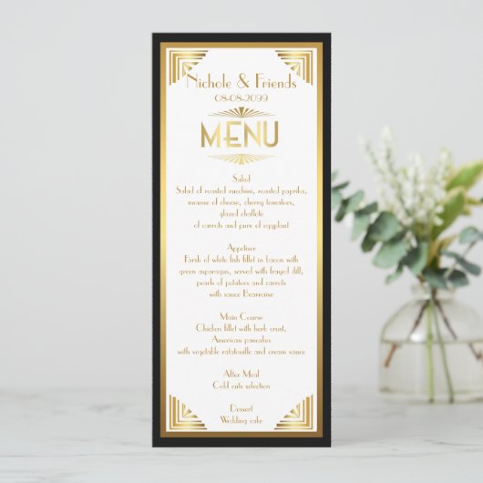 Menu Vrienden, menu vergadering, grote Gatsby, wit (Staand voorkant)