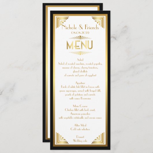 Menu Vrienden, menu vergadering, grote Gatsby, wit (Voorkant / Achterkant)