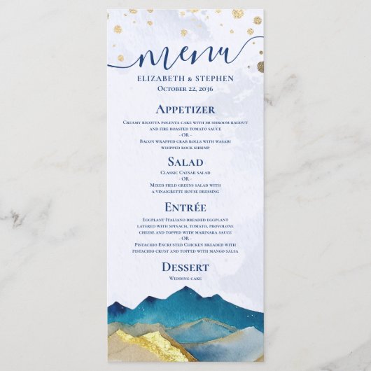 Menu waterverf Blue Gold Mountain buitenshuis brui (Voorkant)