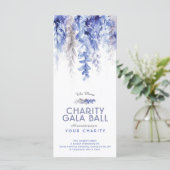 Menu waterverf blue grijy gala charity event (Staand voorkant)