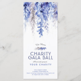 Menu waterverf blue grijy gala charity event