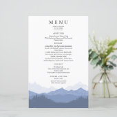 Menu waterverf Blue Mountain Wedding (Staand voorkant)