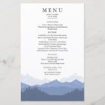 Menu waterverf Blue Mountain Wedding