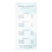 Menu waterverf Blue Salon Price List Service