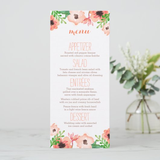 Menu waterverf Canopy Wedding (Staand voorkant)