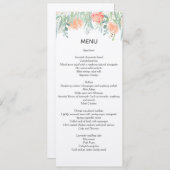 menu waterverf crème perzik. trouwstationair kaart (Voorkant / Achterkant)