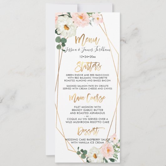 Menu waterverf Delicate Bloom Bouquets Kaart (Voorkant)