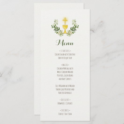 Menu waterverf eerste mededeling (Voorkant / Achterkant)