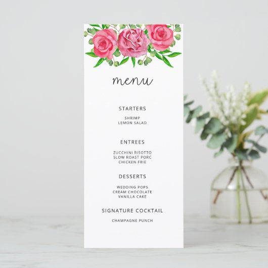 menu waterverf elegant floral minimalist (Staand voorkant)