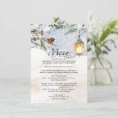 Menu waterverf evergreen baby shower (Staand voorkant)