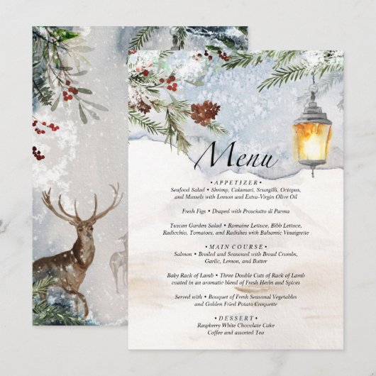 Menu waterverf evergreen baby shower (Voorkant / Achterkant)