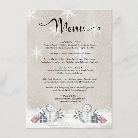 Menu waterverf evergreen baby shower (Voorkant)