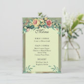 Menu waterverf Floral Green & Pink Wedding (Staand voorkant)