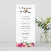 Menu waterverf Floral Pink Wedding (Staand voorkant)