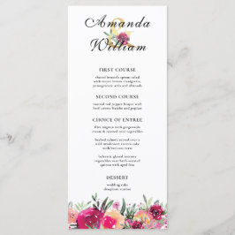 Menu waterverf Floral Pink Wedding