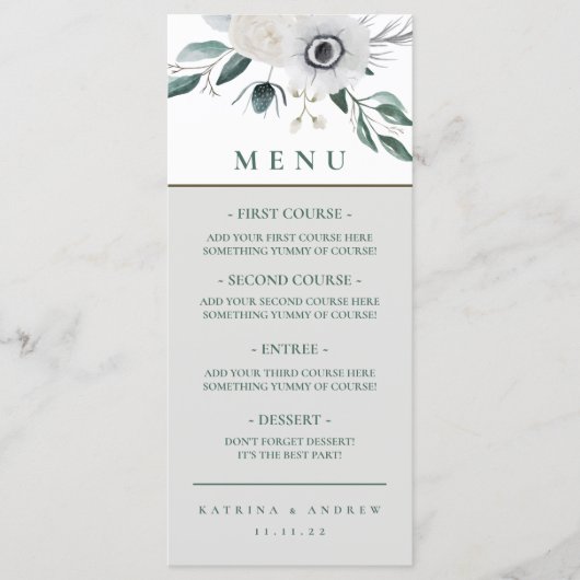Menu waterverf Floral Weddenschap (Voorkant)