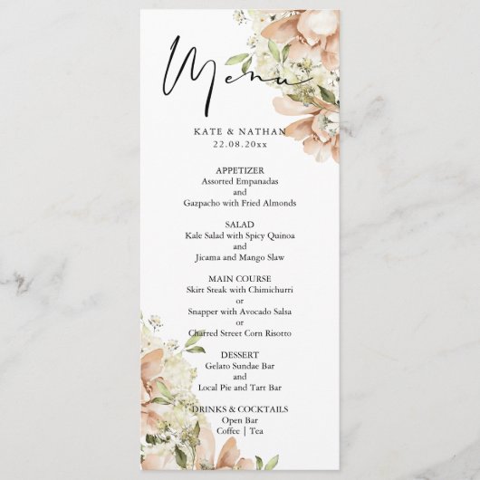 Menu waterverf Floral Wedding (Voorkant)