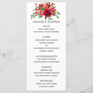 Menu waterverf Floral Wedding