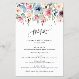 Menu waterverf Flowers Calligraphy Script