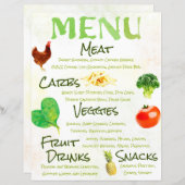 Menu waterverf fruit en Veggie (Voorkant / Achterkant)