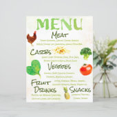 Menu waterverf fruit en Veggie (Staand voorkant)