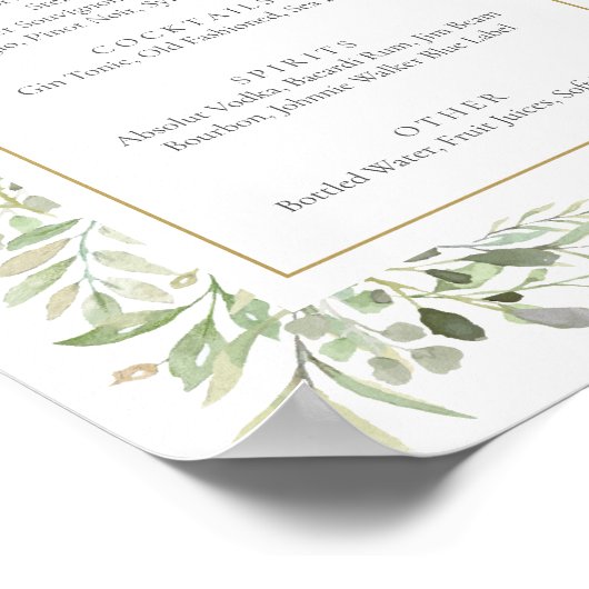 Menu waterverf Greenery Bar Poster (Hoek)