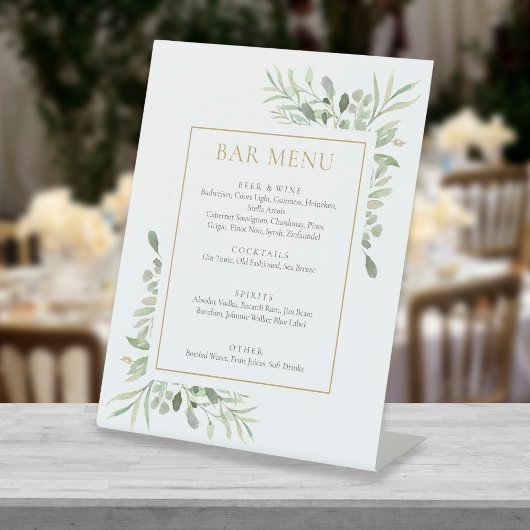 Menu waterverf Greenery Bar Reclamebord Met Voetstuk