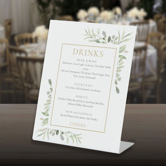 Menu waterverf Greenery Drinken Reclamebord Met Voetstuk