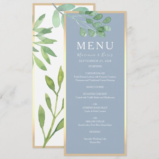 Menu waterverf Greenery Wedding (Voorkant / Achterkant)