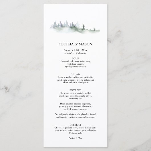 Menu Waterverf Groen bosgebergte (Voorkant)