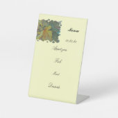 Menu waterverf herfstbladeren met bessen reclamebord met voetstuk (Voorkant)