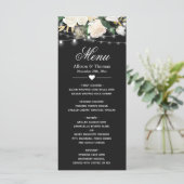 Menu waterverf Ivory Floral String Lights Wedding (Staand voorkant)