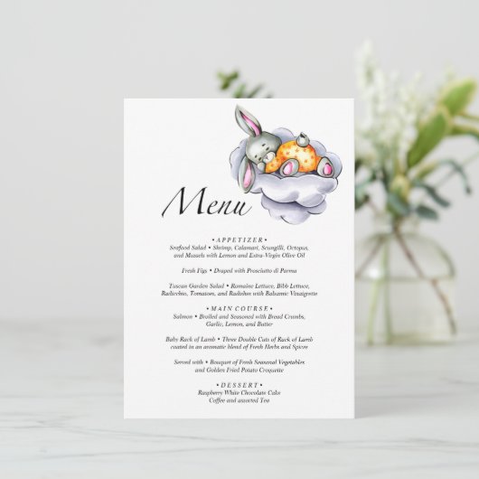 Menu waterverf klein Bunny-baby shower (Staand voorkant)
