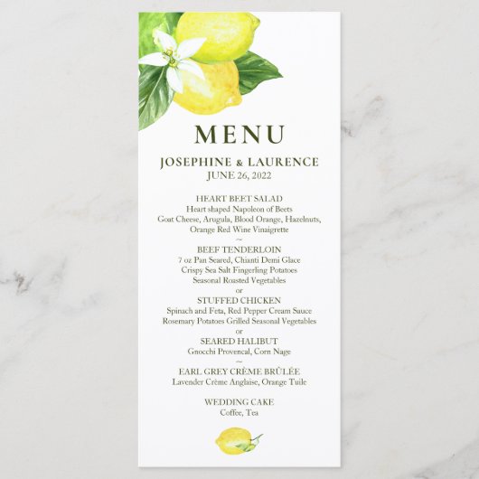 Menu waterverf Lemons Weddenschap (Voorkant)
