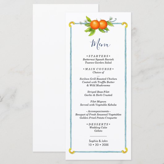 Menu waterverf oranje illustratie (Voorkant / Achterkant)