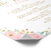 Menu waterverf Pink Floral Wedding Bar Drinken Poster (Hoek)