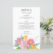 Menu waterverf Pink Tulip Weddenschap (Staand voorkant)